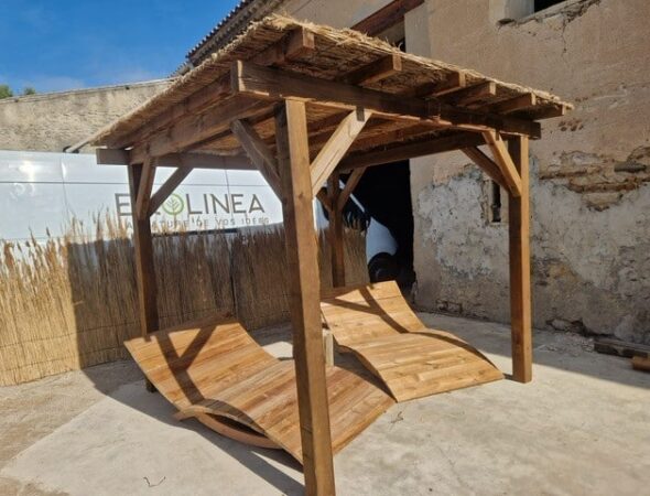 Pergola en pin et roseau de Camargue par Ekolinea